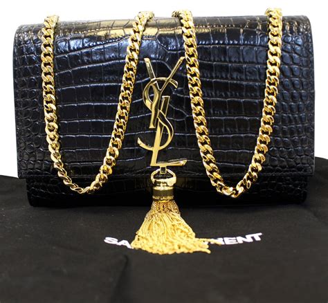 ysl black bag with gold chain